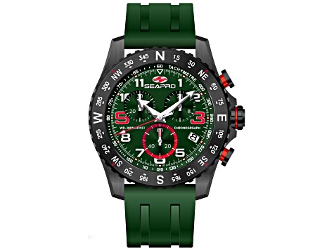 Seapro Men's Gallantry Green Dial, Green Rubber Strap Watch