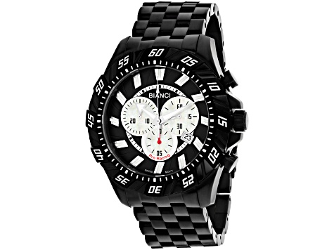 Roberto Bianci Men's Valencio Black Dial with White Accents Black Stainless Steel Watch