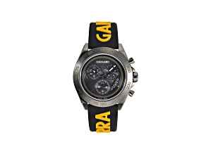 Ferragamo Urban Chrono Watch 43MM Gunmetal Case Black Guilloché Dial Silicone Strap