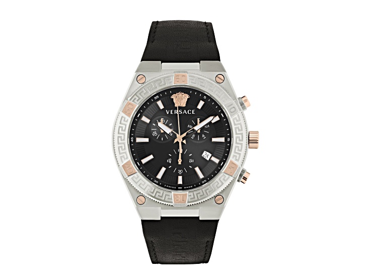 V-Sporty Greca Mens Watch 46mm Stainless Steel Case Black Sunray