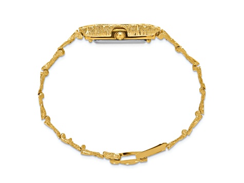 10k Yellow Gold Black 15x31mm Dial Rectangular Face Nugget Watch