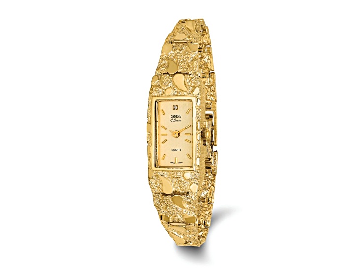 10k Yellow Gold Champagne 15x31mm Dial Rectangular Face Nugget