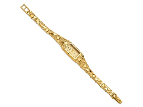 10k Yellow Gold Champagne 15x31mm Dial Rectangular Face Nugget