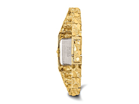 10k Yellow Gold Champagne 15x31mm Dial Rectangular Face Nugget Watch