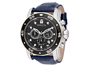 Invicta Pro Diver 48mm Black Dial Leather Band Quartz Watch