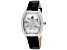 Christian Van Sant Women's Lotus White Dial, Black Leather Strap Watch