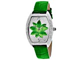 Christian Van Sant Women's Lotus Green Dial, Green Leather Strap Watch