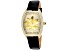 Christian Van Sant Women's Lotus Yellow Dial, Black Leather Strap Watch