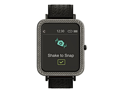 Wrangler Smart Watch Square Antique Silver Tone with Black Basket Weave Strap