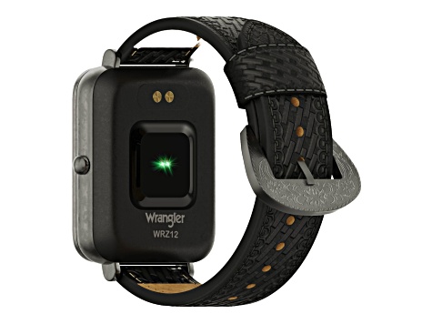 Wrangler Smart Watch Square Antique Silver Tone with Black Basket Weave Strap
