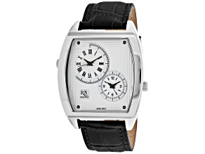 Roberto Bianci Men's Benzo White Dial, Black Leather Strap Watch