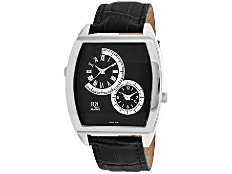 Roberto Bianci Men's Benzo Black Dial, Black Leather Strap Watch