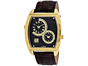 Roberto Bianci Men's Benzo Black Dial, Brown Leather Strap Watch