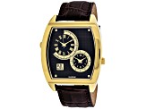 Roberto Bianci Men's Benzo Black Dial, Brown Leather Strap Watch