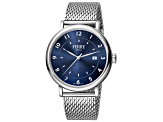 Ferre Milano Men's Fashion 43mm Quartz Blue Dial Stainless Steel Watch