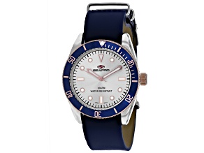 Seapro Men's Revival White Dial, Blue Leather Strap Watch