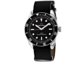 Seapro Men's Revival Black Dial, Black Leather Strap Watch