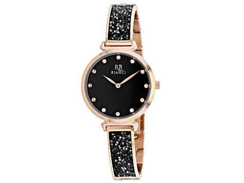 Roberto Bianci Women's Billare Black Dial, Rose Stainless Steel Watch