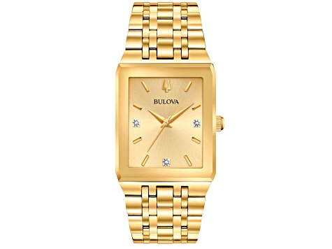 Bulova Women's Quadra Yellow Dial, Yellow Stainless Steel Watch