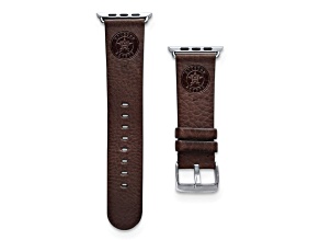 Gametime MLB Houston Astros Brown Leather Apple Watch Band (38/40mm M/L). Watch not included.
