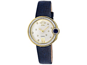 GV2 Perugia Diamond White Dial Blue Handmade Leather Strap Watch