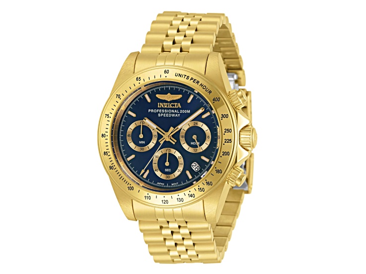 Invicta Speedway 39.5mm Blue Dial Yellow Stainless Steel Quartz Watch