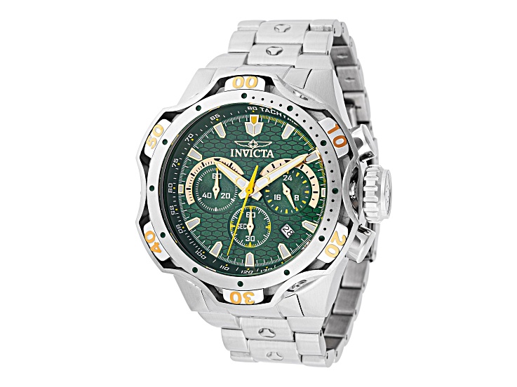 Invicta Venom Combat 52.5mm Green Dial Yellow Accents Stainless
