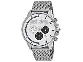 Just Cavalli Men's Sport White Dial Stainless Steel Mesh Band Watch
