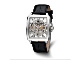 Charles Hubert Black Strap Stainless Steel Skeleton Dial Automatic Watch