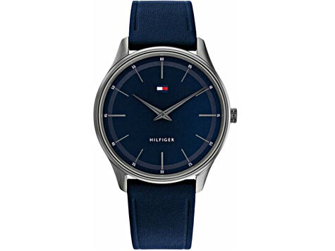 Tommy Hilfiger Men's Adrian Blue Leather Strap Watch
