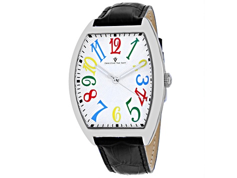 Christian Van Sant Men's Royalty II White Dial, Multi-color Accents, White Bezel, Leather Watch