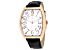 Christian Van Sant Men's Royalty II White Dial, Rose Accents and Bezel, Black Leather Strap Watch