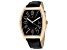 Christian Van Sant Men's Royalty II Black Dial, Rose Accents and Bezel, Black Leather Strap Watch