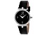 Mathey Tissot Women's Gaia Black Dial, White Bezel, Black Leather Strap Watch