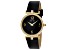 Mathey Tissot Women's Gaia Black Dial, Yellow Bezel, Black Leather Strap Watch