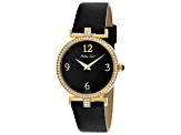 Mathey Tissot Women's Gaia Black Dial, Yellow Bezel, Black Leather Strap Watch