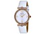 Mathey Tissot Women's Gaia White Dial, Rose Bezel, Metallic Silver Leather Strap Watch