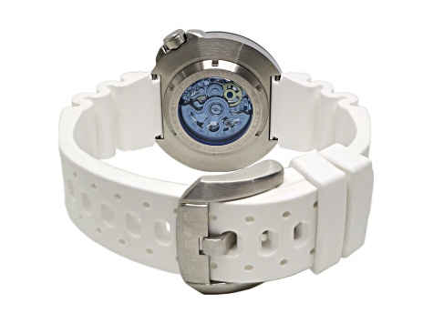 Nubeo Men Cassini 50mm Automatic Watch, White Silicone Strap