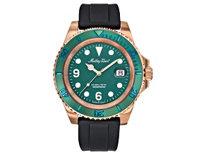 Mathey Tissot Men's Classic Green Dial/Bezel Black Rubber Strap Watch