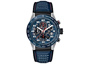 Tag Heuer Men's Carrera Blue Dial Blue Leather Strap Watch