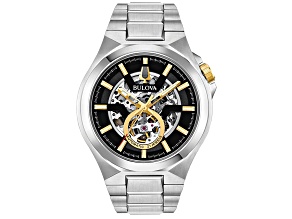 Bulova Men's Maquina White Dial, Stainless Steel Watch