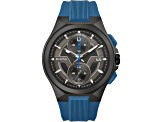 Bulova Men's Maquina Black Dial, Blue Rubber Strap Watch