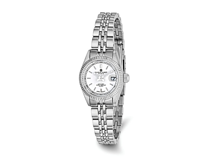 Ladies Charles Hubert Stainless Steel 26mm Off White Dial Watch