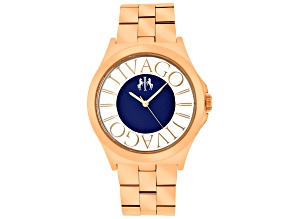 Jivago Women's Fun Blue Dial, Rose Stainless Steel Watch