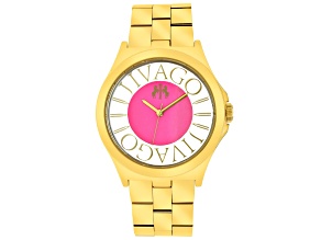 Jivago Women's Fun Pink Dial, Yellow Stainless Steel Watch