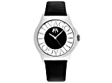 Jivago Women's Fun Black Dial, White Bezel, Black Satin Leather Strap Watch