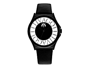 Jivago Women's Fun Black Dial, Black Bezel, Black Satin Leather Strap Watch