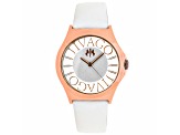 Jivago Women's Fun Gray Dial, White Satin Leather Strap Watch