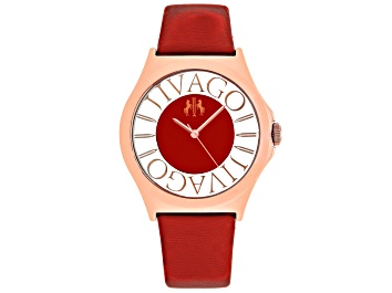 Picture of Jivago Women's Fun Red Dial, Red Satin Leather Strap Watch