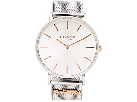 Coach Women's Perry White Dial, Stainless Steel Mesh Band Watch
